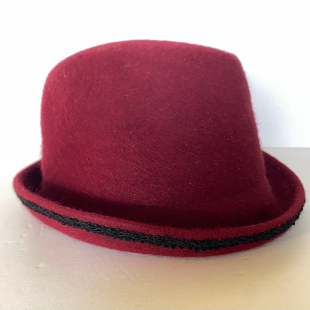 Alpine Hut Breiter Munchen Oktoberfest Hat German Felt Red Black Vintage 54cm